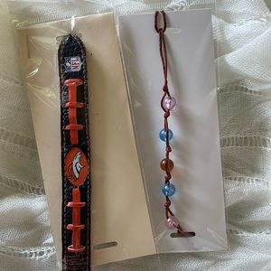 Denver Broncos NFL Team color bracelet, Acrylic bead Knott bracelet- 2 strands
